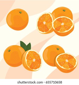 Orange, Vector collection of fresh ripe oranges.