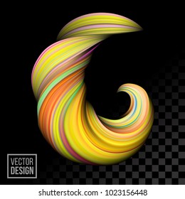 Orange vector digital color paint abstract background. Creative vivid 3d flow fluid paint wave. Trendy orange yellow liquid banner template with bright gradient paint on black transparent background.