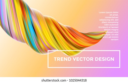 Orange vector digital painting abstract background. Creative vivid 3d flow paint wave. Trendy yellow liquid banner template with bright gradient paint on orange background.