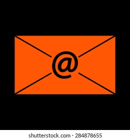 Orange Vector Envelope Icon  on a black background