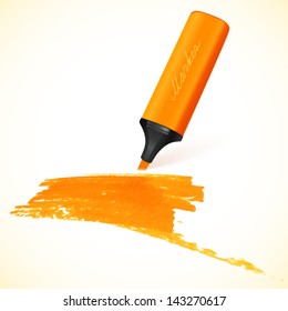 Orange vector felt pen with color spot