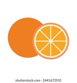 Orange, vector flat illustration. Healthy food and vitamins.