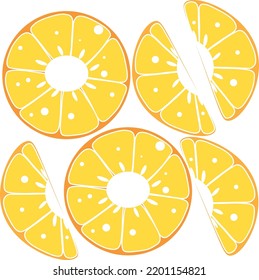 Orange Vector Flat Slice Icon. Orange Fruit Vitamin C Segment Half Illustration, Cartoon Clementine