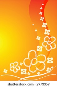 Orange vector flower frame
