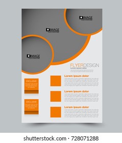 Orange vector flyer, brochure, annual report cover template. Business and education a4 design.