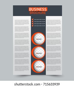 Orange vector flyer template. Abstract brochure design. Annual report cover background. For business, education, advertisement. Editable illustration.