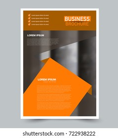 Orange vector flyer template. Abstract brochure design. Annual report cover background. For business, education, advertisement. Editable illustration.
