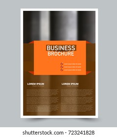 Orange vector flyer template. Abstract brochure design. Annual report cover background. For business, education, advertisement. Editable illustration.