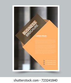Orange vector flyer template. Abstract brochure design. Annual report cover background. For business, education, advertisement. Editable illustration.