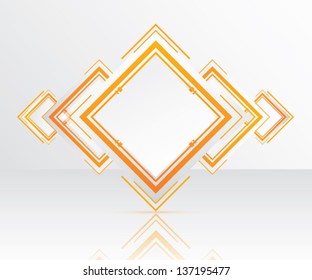 Orange vector frame on bright background