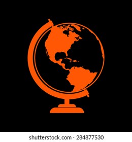 Orange Vector globe icons on a black background