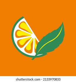 orange vector with green leaves