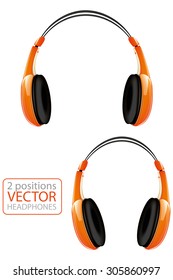 Orange vector headphones