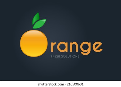 Orange vector icon. Fruit & global business sign. Worldwide, creativity, energy, button concept. Corporate logo design template for modern technology, innovative solutions or fruit sales. Editable