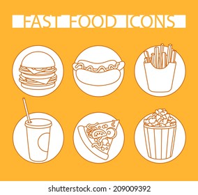 orange vector icon set fast food