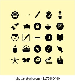 orange vector icons set. with butterfly, pencil, lipstick and butterflies in set