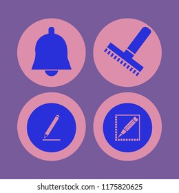 orange vector icons set. with rake, pencil and bell in set