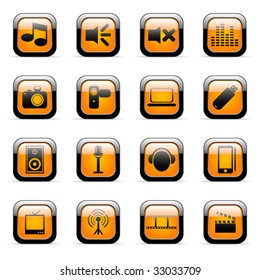 Orange vector icons set for web applications (set 1)