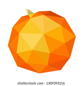 Orange. Vector illustration of citrus fruit in low poly style on a white background. Exotic and tropical fruit. Vitamin C. Orange Juice