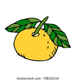 Orange Vector illustration. Doodle style. Design icon, print, logo, poster, symbol, decor, textile, paper, card. 