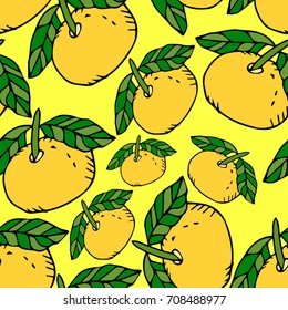 Orange Vector illustration. Doodle style. Design icon, print, logo, poster, symbol, decor, textile, paper, card. 