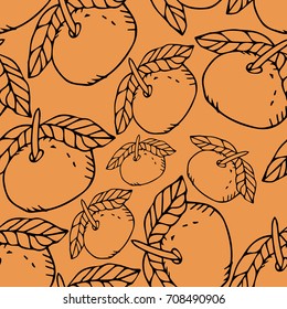 Orange Vector illustration. Doodle style. Design icon, print, logo, poster, symbol, decor, textile, paper, card. 