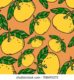 Orange Vector illustration. Doodle style. Design icon, print, logo, poster, symbol, decor, textile, paper, card. 