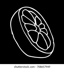 Orange Vector illustration. Doodle style. Design icon, print, logo, poster, symbol, decor, textile, paper, card. 