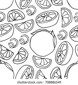 Orange Vector illustration. Doodle style. Design icon, print, logo, poster, symbol, decor, textile, paper, card. 