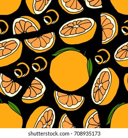 Orange Vector illustration. Doodle style. Design icon, print, logo, poster, symbol, decor, textile, paper, card. 