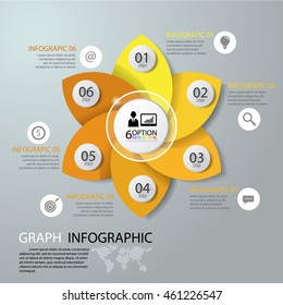 Orange vector illustration infographics flower options. Template for brochure, business, web design