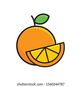 Orange vector illustration isolated on white background. Orange fruit clip art