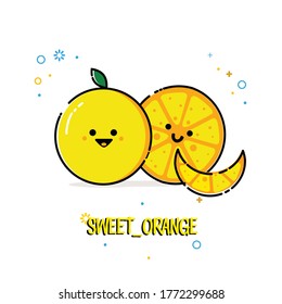 
orange vector illustration. sweet orange. Fruit slices, oranges. White background with simple but elegant nuances. orange flat design vector ilustrator