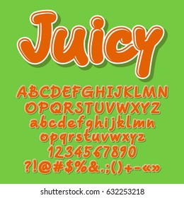 Orange vector letters, numbers, symbols, Font contains graphic style.