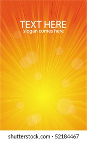 Orange vector light burst, abstract background