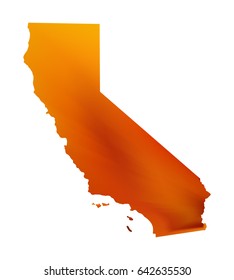 Orange vector map of state California. Isolated illustration on white background