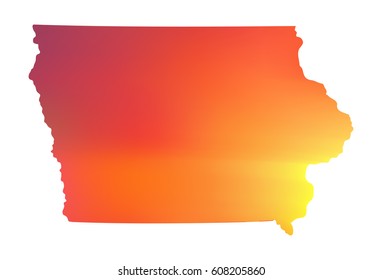 Orange vector map of state Iowa. Isolated illustration on white background