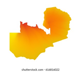 Orange vector map of Zambia. Isolated illustration on white background