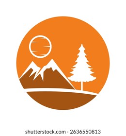 Orange vector mountain landscape design