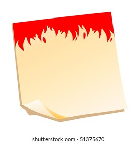 orange vector notes icon with red flame
