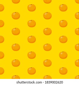 Naranjas en fondo amarillo, ilustración vectorial, creada digitalmente en una tableta