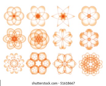 Orange vector ornament collection