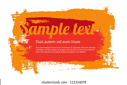 Orange vector painted grungy banner / badge / background