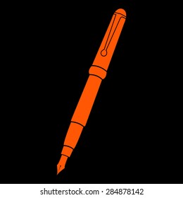 Orange Vector pen icon  on a black background