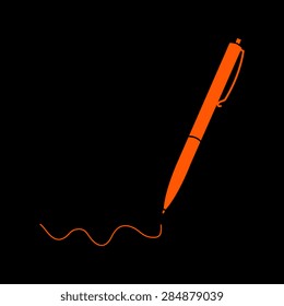 Orange Vector pen icon  on a black background