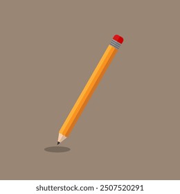 Orange vector pencil with shadow for design