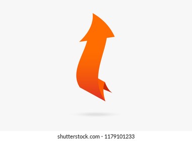 orange vector popular arrow sticker isolated origami ribbon paper infographic isolated on white background