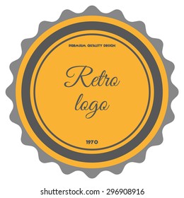 Orange vector retro logo stamp with place for text - company name etc.