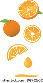 Colección de conjunto de vectores de naranja, aislada de ilustración