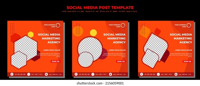 Orange Vector Social Media Post Template, vector art illustration and text